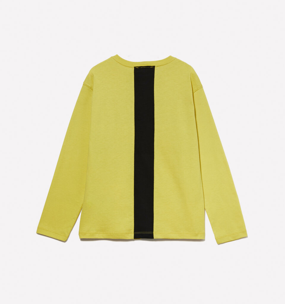 Yellow 100% organic cotton t-shirt with stripe - boys' long sleeve t-shirts - Yellow | Sisley Young image number 2